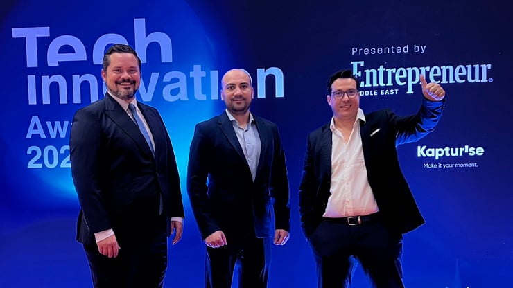 Johnny Kollin, Ahmad Ghafoor and Karim Dakki at the Tech Innovation Awards 2022.